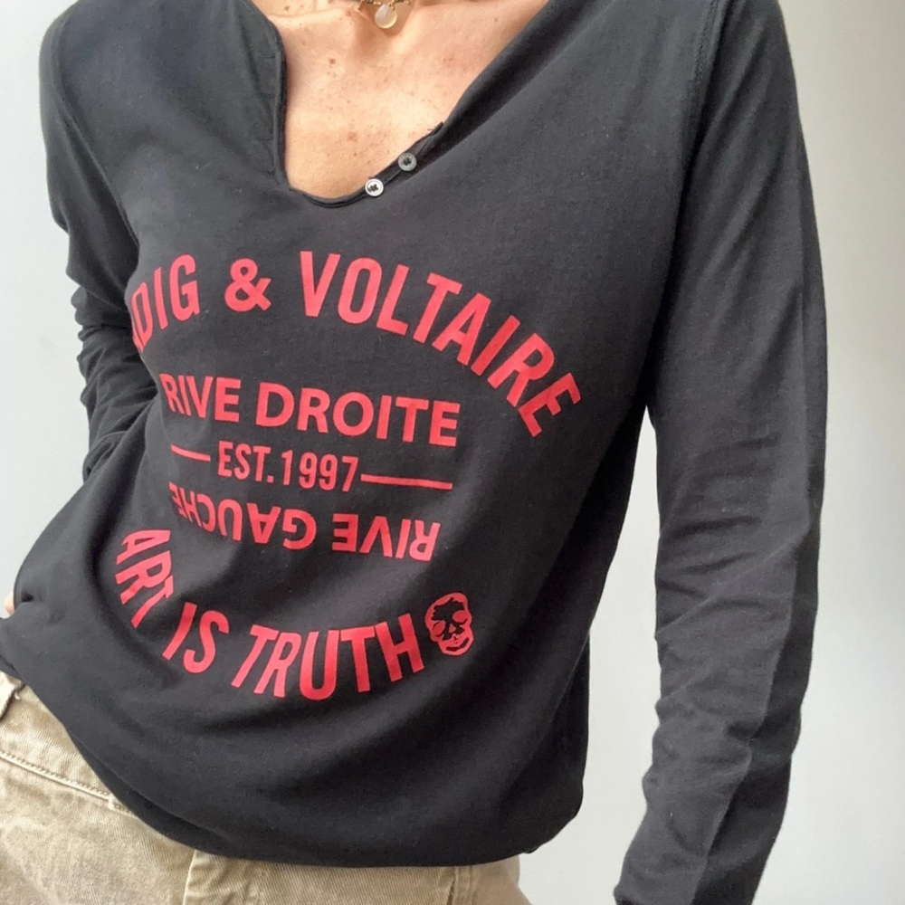 Zadig & Voltaire Black Top with Red Print